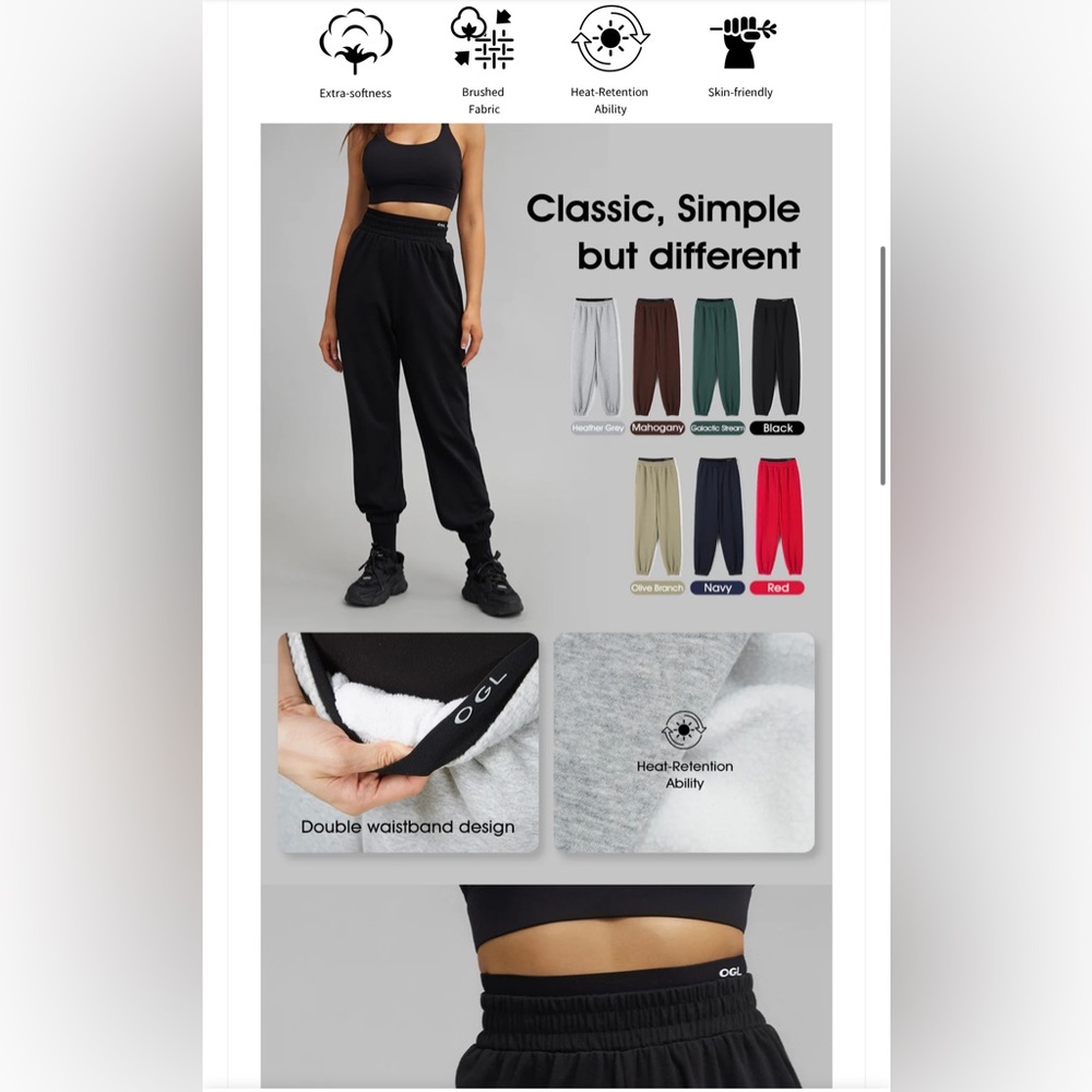 COPY - Navy color OGL double waistband sweatpants with fleece